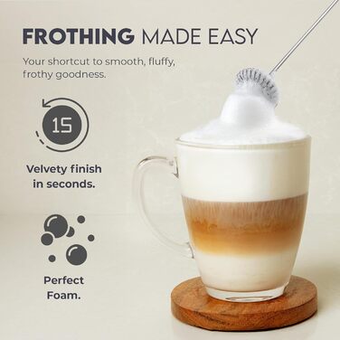 Міні-піняк для молока Zulay Kitchen Froth Mate: ручний, з нержавіючої сталі, для кави, лате, капучино та матча