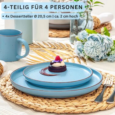 Набір керамічних мисок Sänger VALUE COLLECTION (Бомбей Сапфір) - 4 шт., 700 мл, для мюслі та десертів, стійкі до подряпин, мікрохвильовки та миття в посудомийній машині