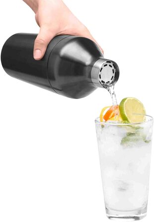 WMF Baric Shaker, stainless steel cocktail shaker with integrated bar strainer, dishwasher-safe