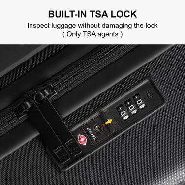 Чемодан-валіза LEVEL8, валіза на колесах, валіза для подорожей, жорсткий корпус, 4 колеса, ручна поклажа, TSA, 100% полікарбонат, мікро-діамантова текстура, великий (66см, 65л, чорний), темно-сірий, S (54x23.5x37см, 40л) з 6 шт.