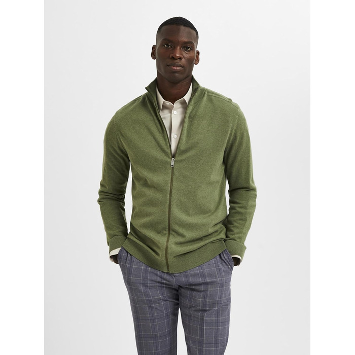 Світшот Selected Hoe з капюшоном на блискавці, розмір L, колір Vineyard Green (світло-зелений)