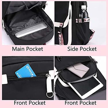 Шкільний рюкзак для дівчаток та хлопчиків K-Pop з відділенням для ноутбука 15.6 дюймів, водонепроникний, однорозмірний