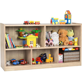 DREAMADE Kids Bookshelf, Toy Storage Bookshelf for Children, Toy Shelf for Kids' Rooms, Playrooms and Kindergarten, 111 x 30 x 61.5 cm (Gray)