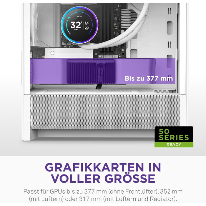 NZXT H3 – Корпус для ПК Micro-ATX з оптимізованим повітряним потоком, 120мм вентилятор, підтримка Full-Size GPU, радіатори 280мм/240мм (білий, Flow)