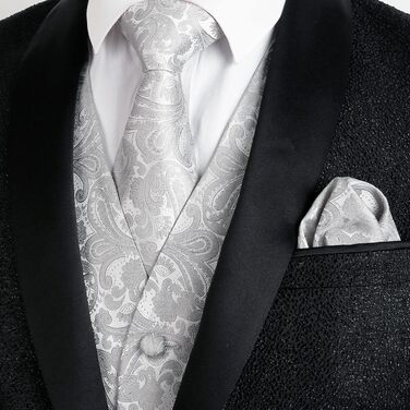 Самошийна краватка Alizeal з нагрудником та хустинкою, турецький стиль, колір - блакитний (3XL, срібло)