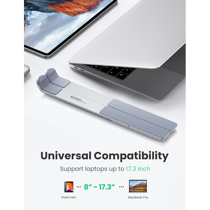 Підставка для ноутбука UGREEN з регулюванням висоти, алюміній, 5 рівнів, вентиляція, ергономічна, до 17.3 дюймів, сумісна з MacBook, Asus, Acer, HP, Dell