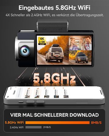 Автомобільний відеореєстратор WOLFBOX i17 4K 3-канальний з GPS, вбудованим WiFi 5.8GHz та карткою пам'яті 64GB