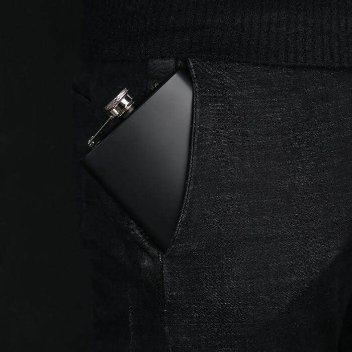 Фляга TANEAXON 12 oz (330 мл) з воронкою та коробкою, нержавіюча сталь, чорна, витокозахисна