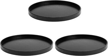 3 Piece Round Tray 30cm Wood Round Serving Tray Black Breakfast Coffee Cup Tea Tray Bathroom Tray Small Decorative Tray for Cafe, Bar, Restaurant