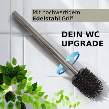 Набір для чищення унітазу з ручкою з нержавіючої сталі - 2 насадки, для ванної кімнати, гігієнічний, антибактеріальний