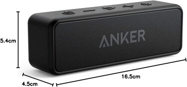 Портативна Bluetooth колонка Anker SoundCore 2, Чорна: потужний звук, глибокий бас, 24 години роботи, водонепроникність IPX7, сумісна з iPhone, Galaxy