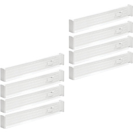 mDesign Adjustable Drawer Organizer – Practical drawer organizer for cabinets and dressers – Flexible plastic drawer divider – 8-piece set – grey and black (White)