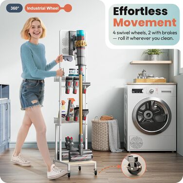 Підставка для Dyson V15, V12, V11, V10, V8, V7, V6 Gen5 - док-станція з тримачем для насадок, біла