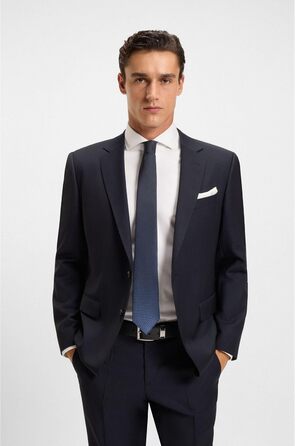 Чоловічий шкіряний ремінь BOSS Connio з логотипом та металевими деталями, чорний 95-001