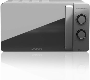 Мікрохвильова піч Cecotec ProClean 3160-Mirror, 20 л, покриття Ready2Clean, 800 Вт, гриль, 9 рівнів, таймер 30 хв, 3D Wave, срібна, дзеркальна дверцята
