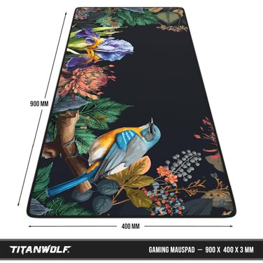 Ігровий килимок для миші CSL XXL Gaming Mousepad 900x400 мм, Alchemy (Modern Floral) — великий килимок на стіл для миші та клавіатури, сумісний з Razer, Logitech, Roccat