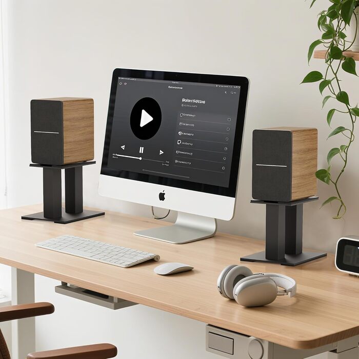 Підставка для аудіо колонки, 25 см, метал, чорна, пара (16.5 x 20 x 15 см)