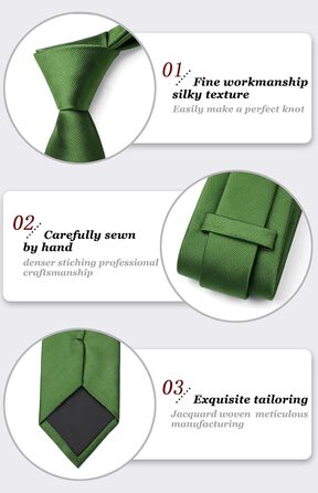 Кравка для чоловіків HISDERN: класична краватка для весілля з нагрудником, формальний елегантний стиль, краватка для бізнесу та вечірок (зелена)
