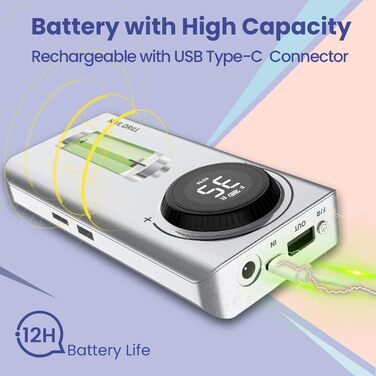 Електричний фрезер для манікюру та педикюру Delanie з акумулятором, 35000 об/хв, для гелю, акрилу, видалення кутикули, LED-дисплей, USB-зарядка (сріблястий)