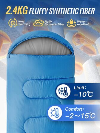 Сплячий мішок Forceatt 4 сезони: зимовий, ковдровий, для кемпінгу, подорожей, фестивалів, 2.4 кг