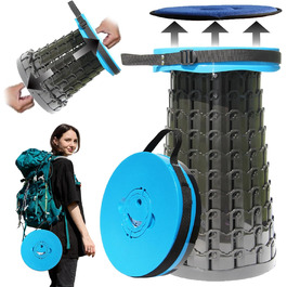 Складаний табурет PLOGGING XXL із подушкою, портативний стілець для дорослих, посилений складаний стілець вантажопідйомністю 450 кг, телескопічний кемпінговий стілець для відпочинку, туризму, подорожей, зелений (синій)