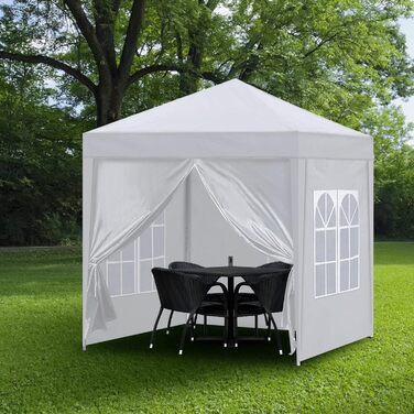 CLIPOP Pop Up Gazebo 3 x 3 m, Outdoor Folding Gazebo with 4 Side Walls and Carry Bag, UV Protection Garden Gazebo for Wedding, Outdoor, Camping, Beach (White)