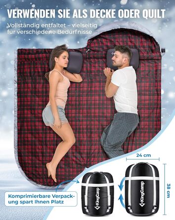 KingCamp XXL 3-Season Sleeping Bag - Oversized Adult Sleeping Bag for Camping, Backpacking, Hiking, Indoor & Outdoor Use (Classic Grey)