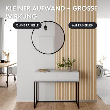 Акустична панель Momento з натурального дуба 240x50 см, білий фетр — декоративна 3D стінова панель-ламель для інтер'єру, Made in Germany