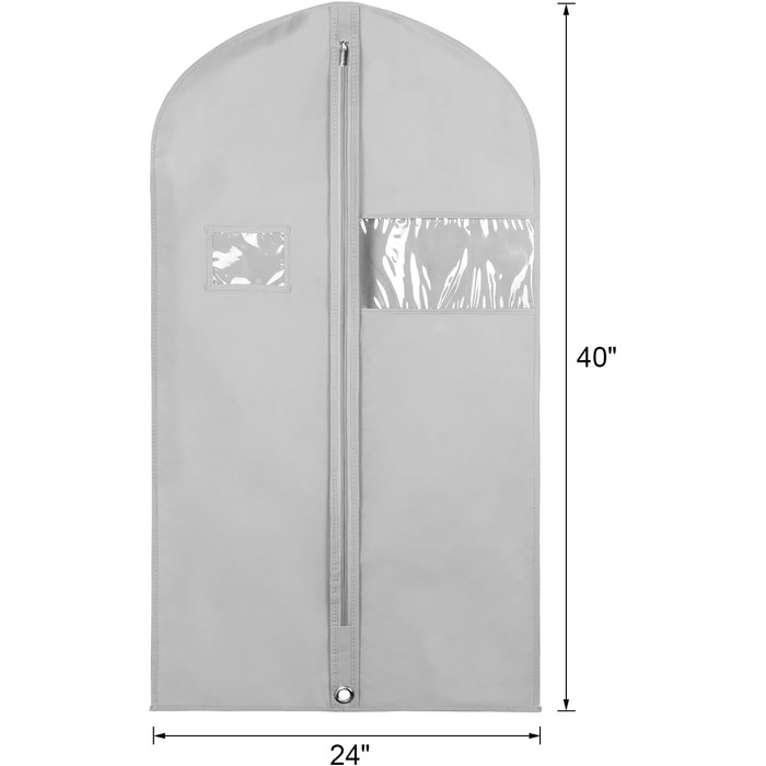Набір мішкозахисних мішків для одягу Syeeiex, 60x152 см, дихаючий матеріал, 4 шт. (101 см - 5 шт, сірий)