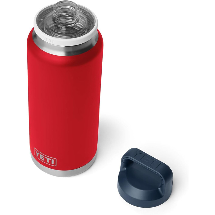 Термос-пляшка YETI Rambler 1 л, вакуумна ізоляція, нержавіюча сталь, герметична кришка з носиком (Rescue Red/White/Navy)