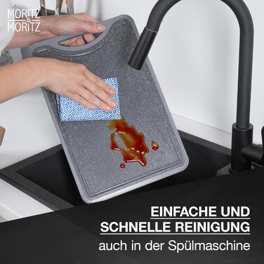 Двостороння обробна дошка Moritz & Moritz з нержавіючої сталі та пластику - антиковзаюча з жолобком для соку та поверхнею для натирання - гігієнічна та придатна для миття в посудомийній машині