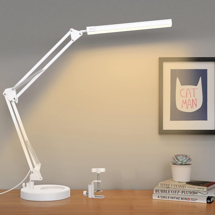 SKYLEO Dimmable Desk Lamp with Clip - Eye Protection LED Task Lamp - 3 Modes & 10 Brightness Levels - Black