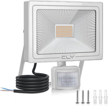 CLY LED Floodlight with Motion Sensor Outdoor 50W 4700LM Super Bright 2700K Warm White LED Floodlight IP66 Waterproof Outdoor Spotlight Adjustable Brightness Spotlight for Garden Garage Yard Backyard