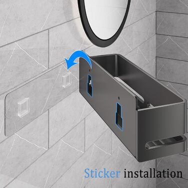 Набір полиць для ванної кімнати (5 шт.) з мильничкою та тримачем для зубних щіток, без свердління, сірий