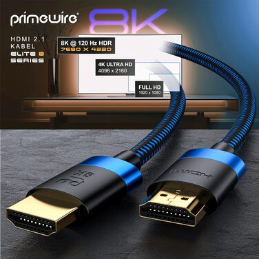 HDMI 2.1 кабель 8K/4K для TV, Blu-ray, PS5, Xbox Series X, Switch - 2 метри, 48 Gbit/s, Ethernet, чорний
