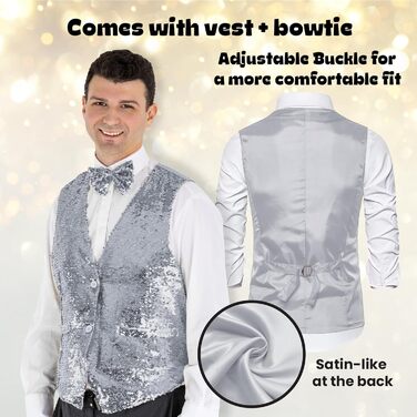 Срібна жилетка з паєтками та краваткою Dress Up America для чоловіків, V-подібний виріз
