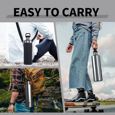 2L Stainless Steel Water Bottle | 2 Liter Single-Wall Water Canteen | Eco-Friendly Reusable Bottle | Plastic-Free and Leak-Proof Metal Water Bottle | 2l Eco Drinking Bottle, Green (Silver)