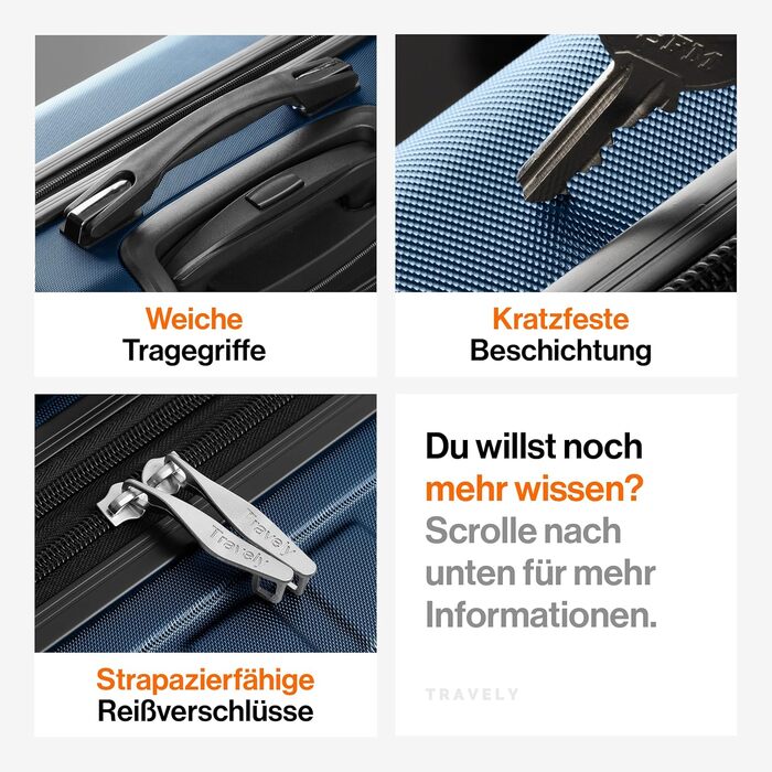 Чемодан туристичний великий 77см, 100л, з TSA замком, з відділенням для ноутбука (55x40x23см), глибокий синій колір, Travely