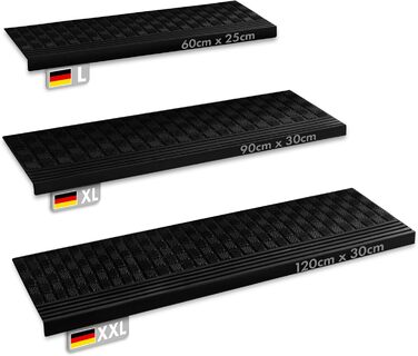 Гумові килимки на сходи KARAT - набір 5 шт. Антиковзкі, для вулиці, 30x120 см