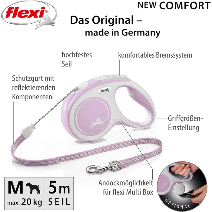 Рулетка вимірювальна Flexi Rollleine New Comfort, 5 м, рожева, компактна