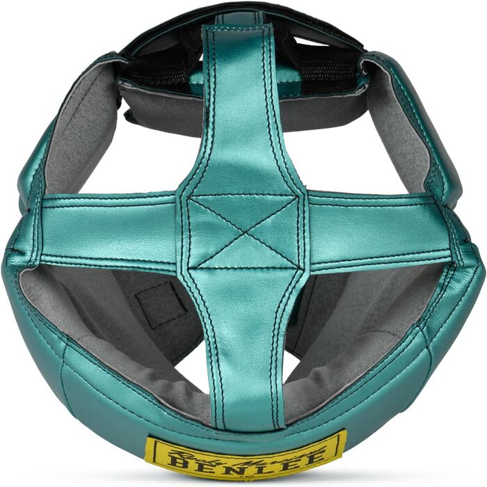 BENLEE Faux Leather Headguard Mike (L-XL, Metallic Green/Black) - Protective Headgear for Boxing & MMA