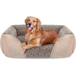 JOEJOY Dog Bed, Medium Dogs, Dog Basket Fluffy Washable, Non-Slip Anti-Anxiety Dog Beds, Dog Baskets for Medium and Large Dogs and Cats, 76x61x23cm (L 89 x W 63 x H 23 cm, Brown)