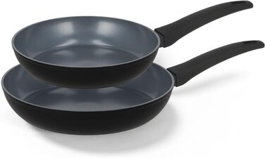 Набір сковорідок Be Living Delight 4 шт. (20/24/28 см + вок 28 см з кришкою), антипригарне покриття з кераміки, для індукційних плит, без PTFE та PFOA, чорний