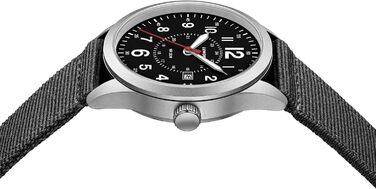 Годинник чоловічий LN LENQIN Military 30M водостійкий з датою, кварцовий, тактичний, на текстильному ремінці (чорний/сріблястий)