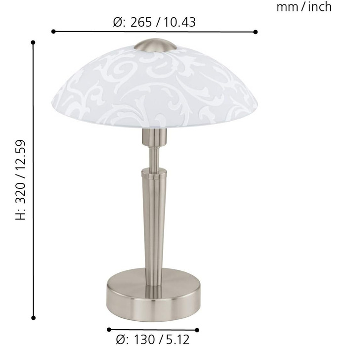 Настільна лампа EGLO Solo 1 з регулюванням Touchdimmer, сталь, скло satiniert weiß, E14