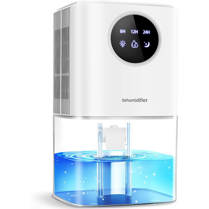 Електричний осушувач повітря для дому PKBOSS 1700ml - тихий, компактний, з нічним світлом та таймером для спальні, ванної кімнати, кухні. Захист від цвілі, білий