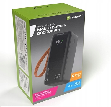 Повербанк TRACER Vouge-5 50000 мАг, швидка зарядка, Lightning, USB-C
