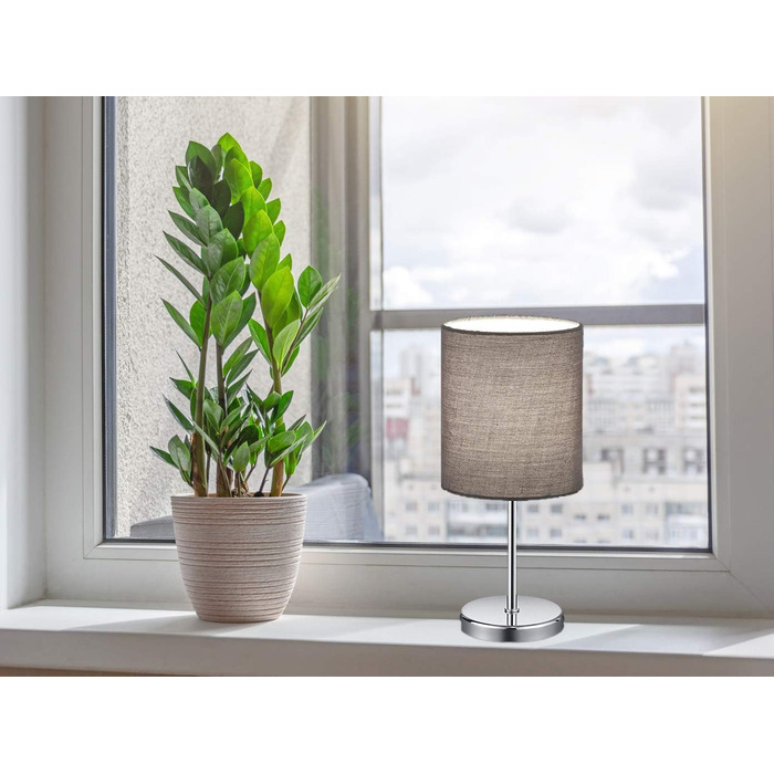 Торшер Reality Leuchten Jerry R50491011 - металевий, нікель матовий, з сірим абажуром, цоколь E14