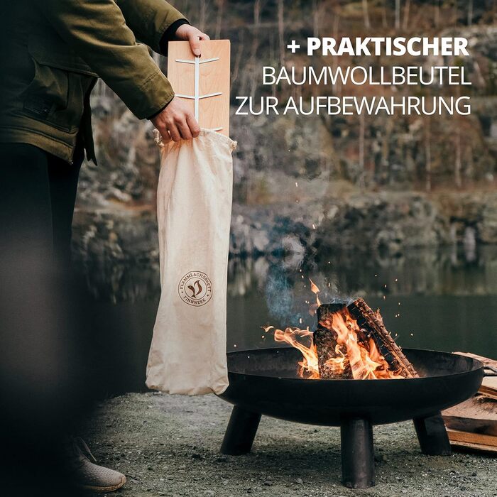 Finnwerk Salmon Plank Set - Stainless Steel Holder, Solid Birch Wood - Perfect for Grilling & Smoking - Angled System