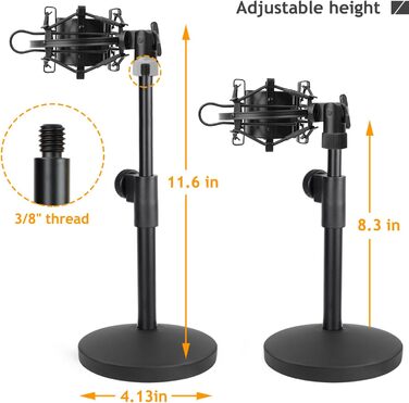 Підставка для мікрофона AT2020 з поп-фільтром та вітрозахистом для Audio Technica AT2020V AT2020USB+ AT2035 ATR2500X (Металева підставка для мікрофона AT2020)